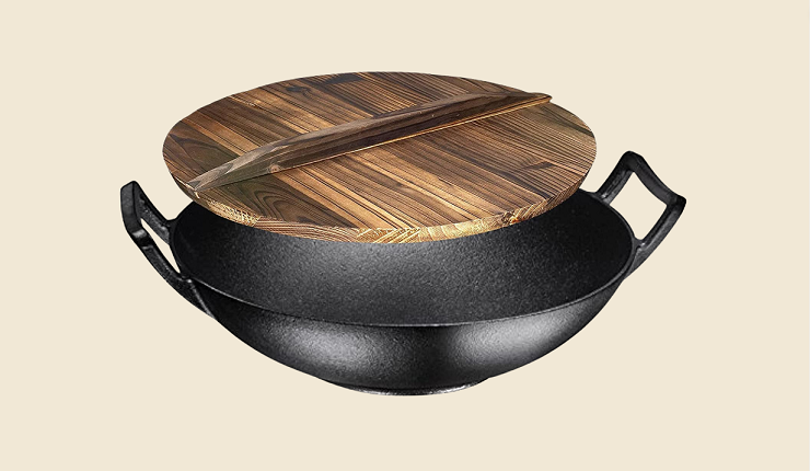 Bruntmor Pre-Seasoned Cast Iron Wok Big