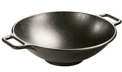 Lodge Pro-Logic 14-inch Wok with Flat Base and Loop Handles Small