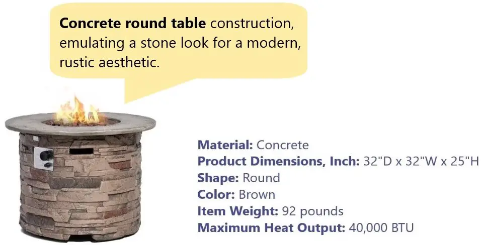 Best round concrete propane fire pit table