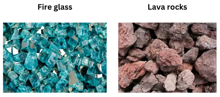 fire glass and lava rocks