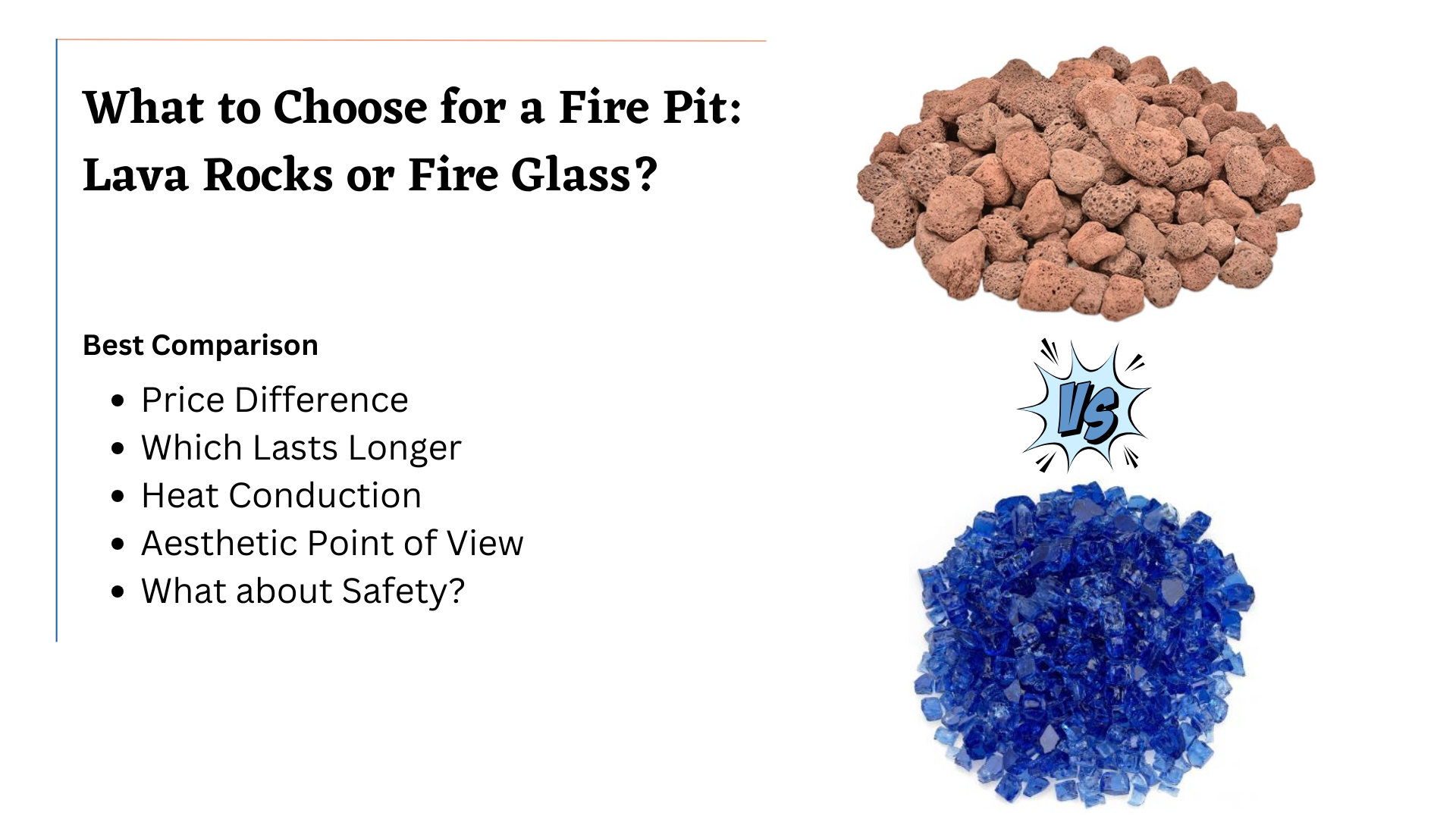 The comparison of lava rocks and fire glass